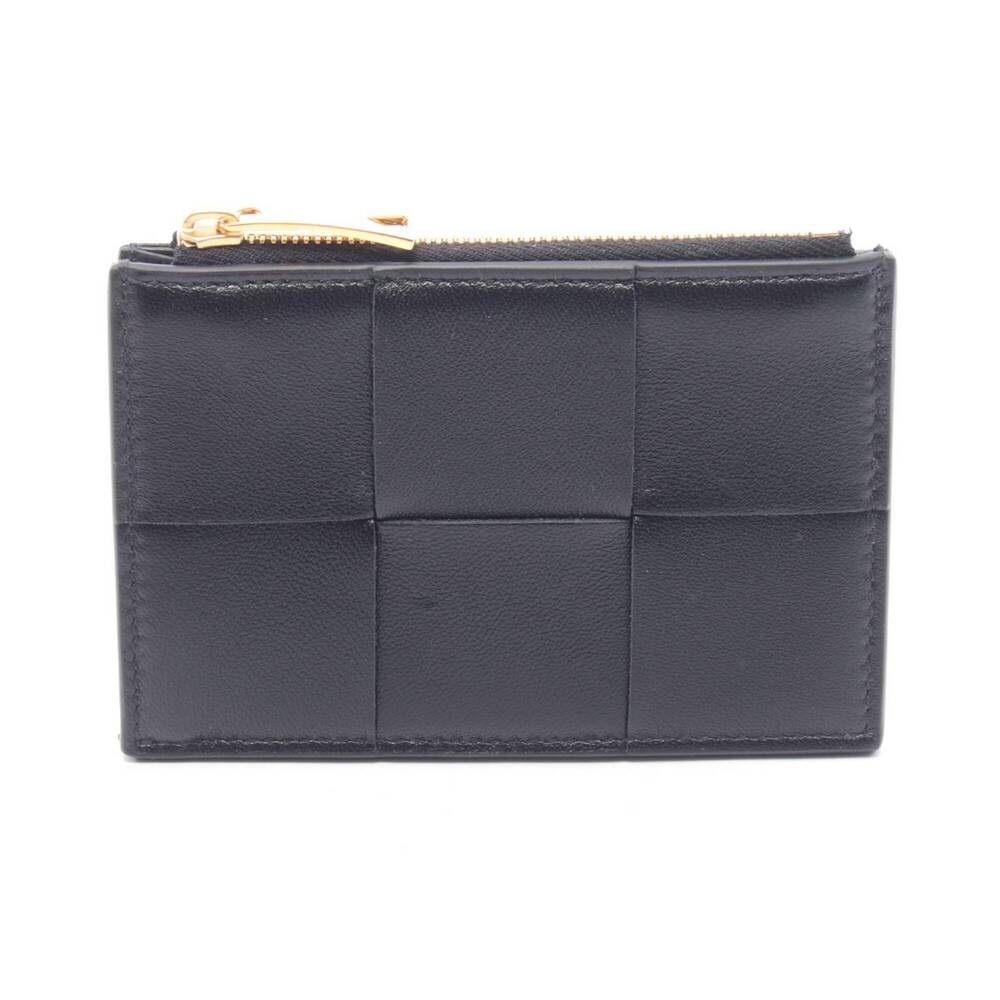 Bottega Veneta Cassette Wallet/Coin Purse, Leather, Women's, Black, 765460VCQ...